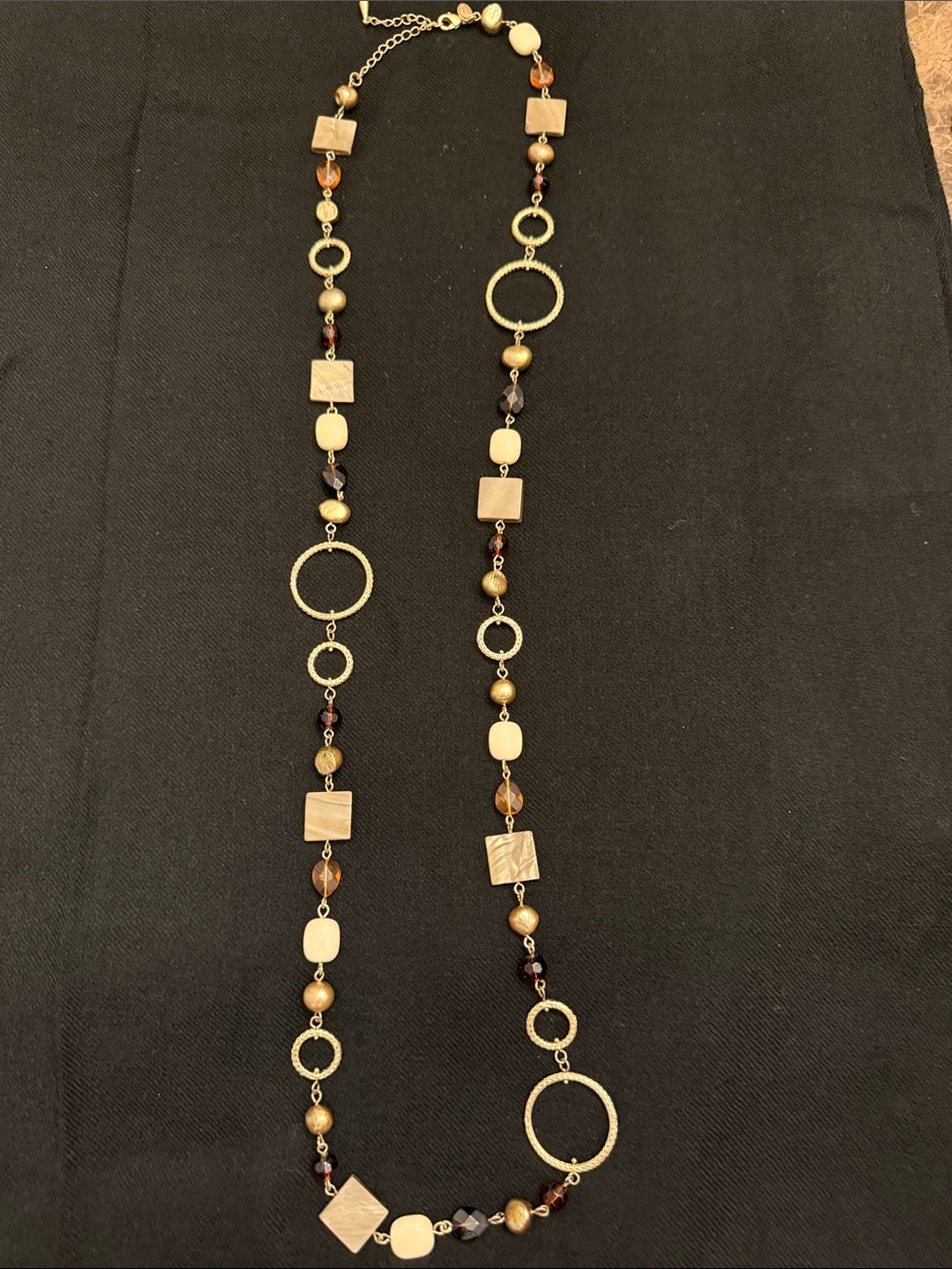 Lia Sophia Gold and Brown Multi-Shape Long Necklace